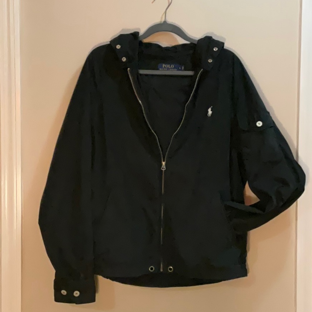 POLO Bomber jacket with full zip and hood in black